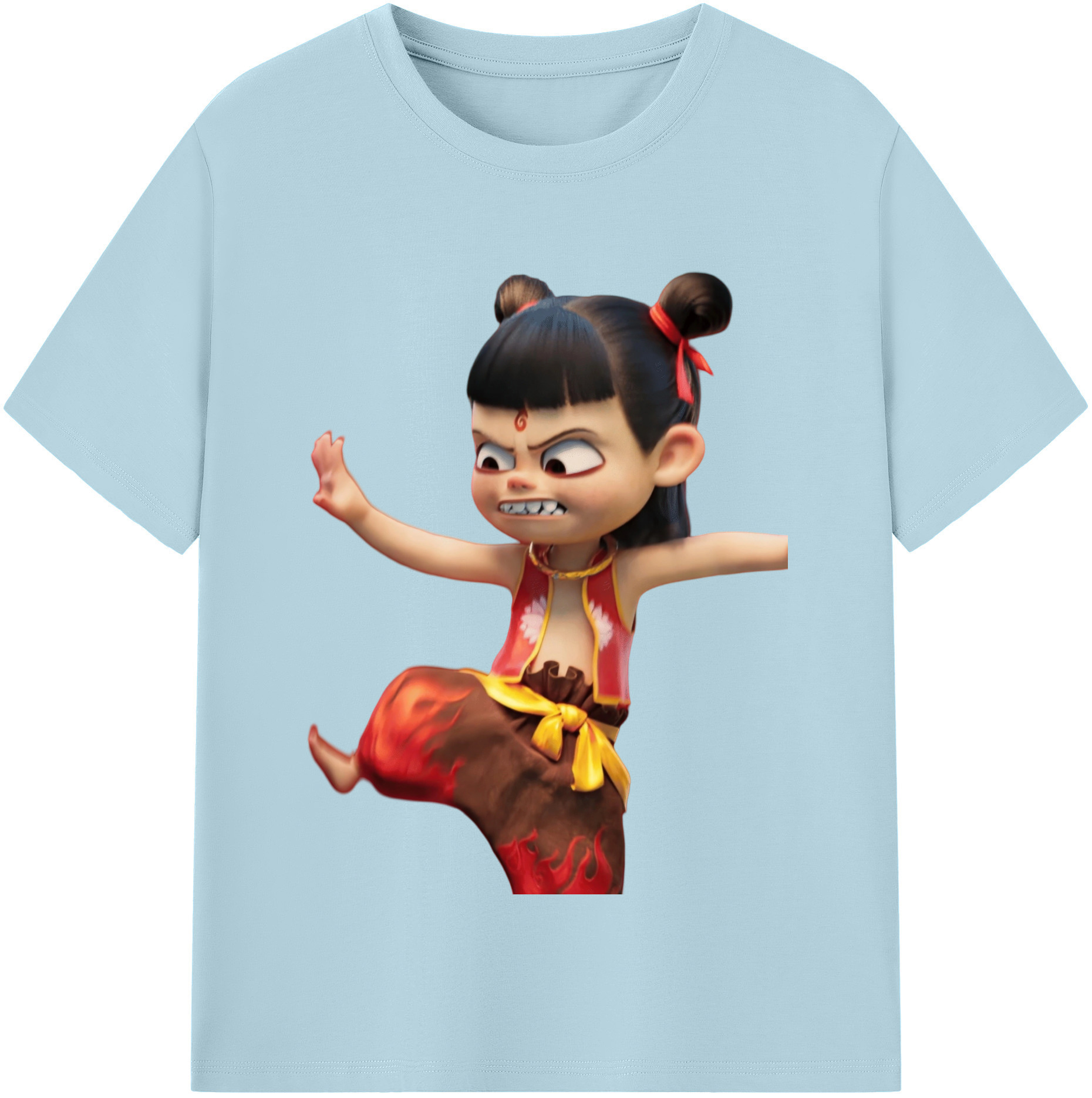 （画像用） Ne Zha 2 ナタ 魔童の大暴れ 綿100％半袖Tシャツ（フロントプリント）